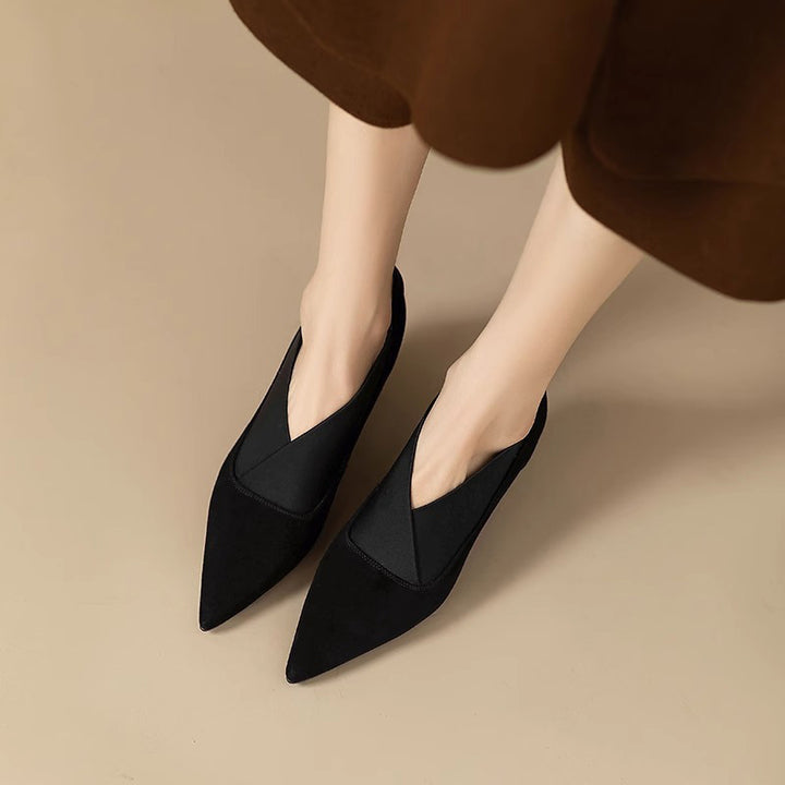 Elegant suede pointed-toe high heels