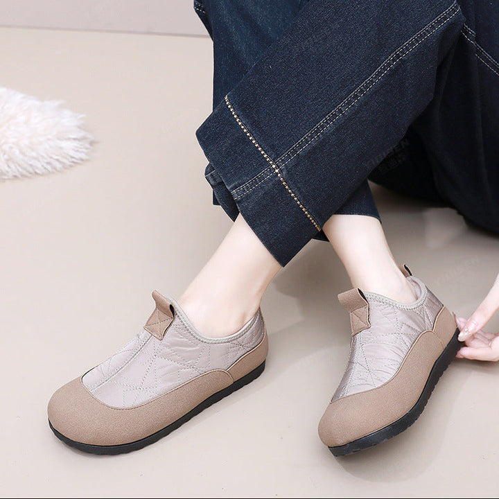 Quilted Fleece-Lined Slip-On Shoes