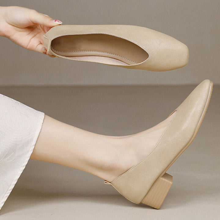 Classic Square Toe Block Heel Pumps