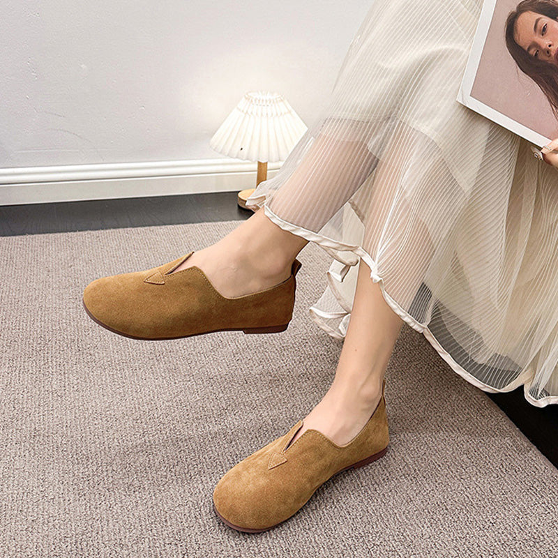 Soft Suede Round Toe Ballet Flats