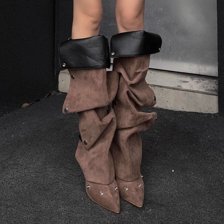 Slouchy Pointed Toe Stiletto Boots