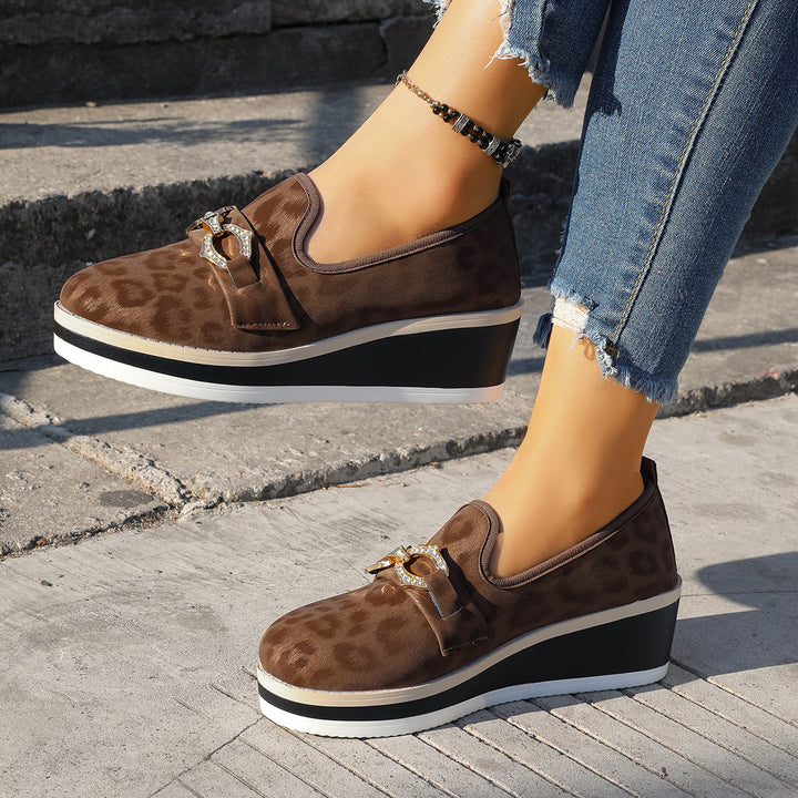Leopard Print Wedge Loafers