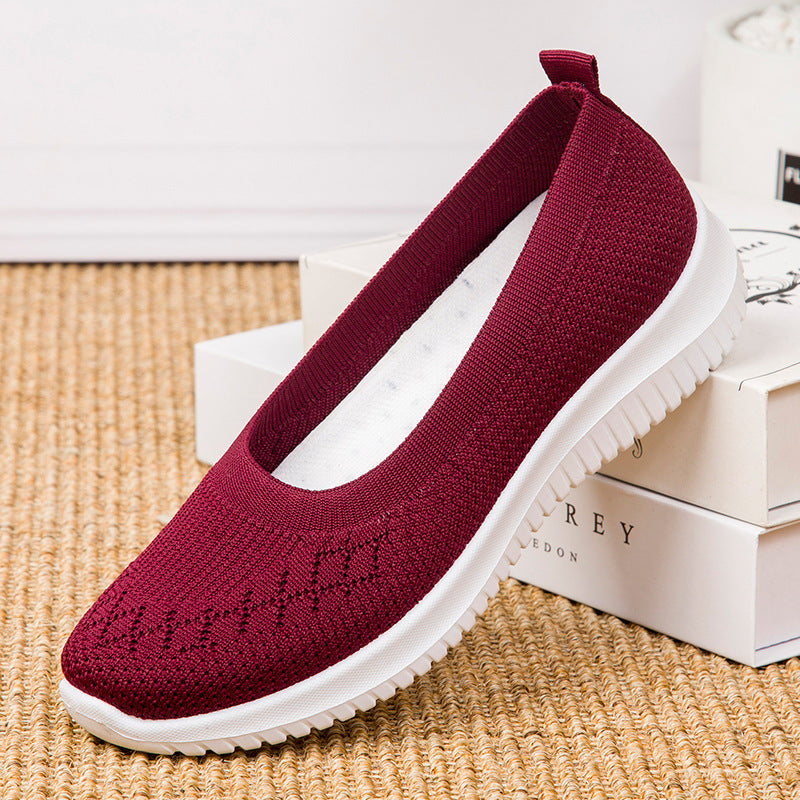 Breathable Knit Slip-On Flats