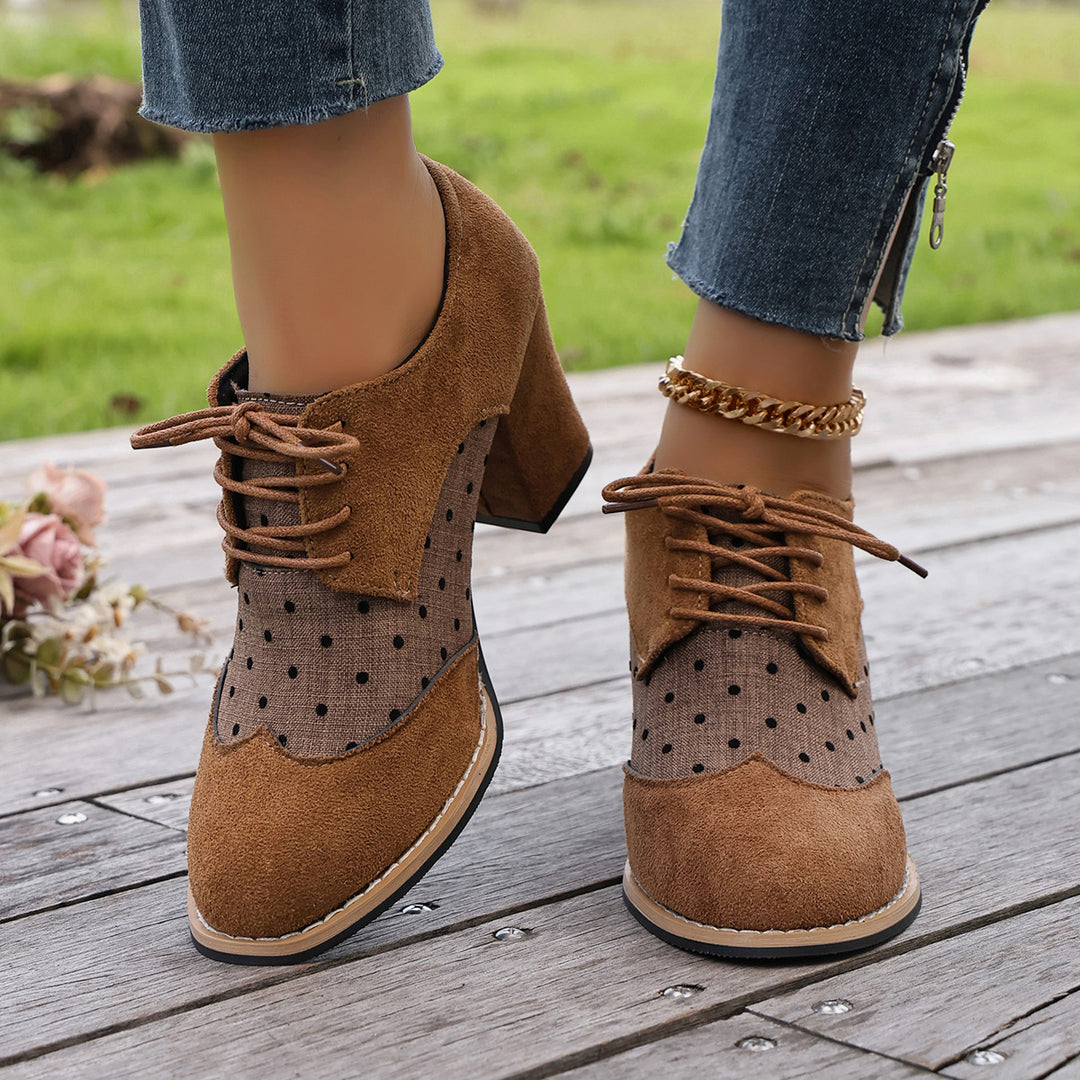 Polka Dot Lace-Up Heels
