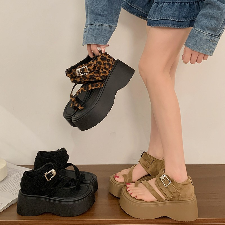 Chunky Platform T-Strap Flat Sandals