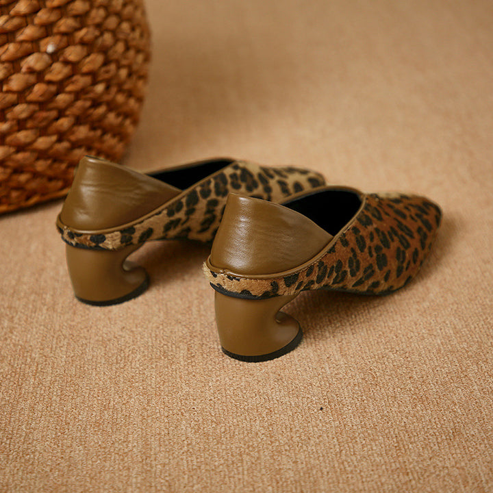 Vintage Leopard Print Low Heel Pumps