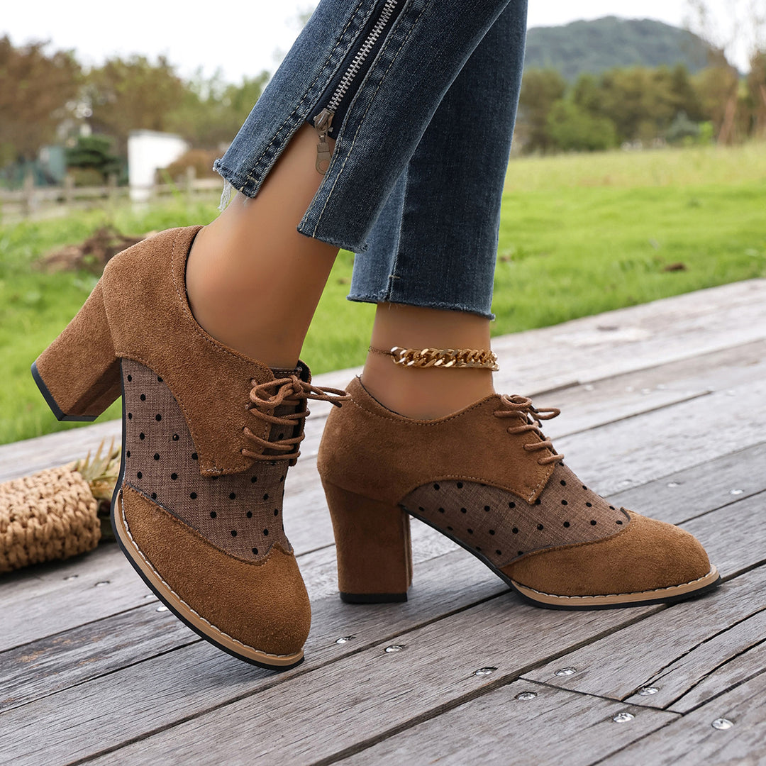 Polka Dot Lace-Up Heels
