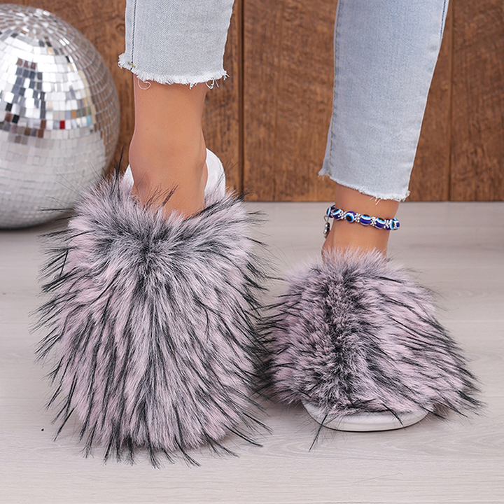 Fluffy Faux Fur Slip-On Slippers