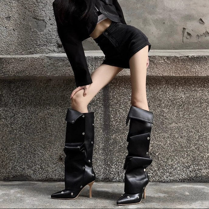 Slouchy Pointed Toe Stiletto Boots