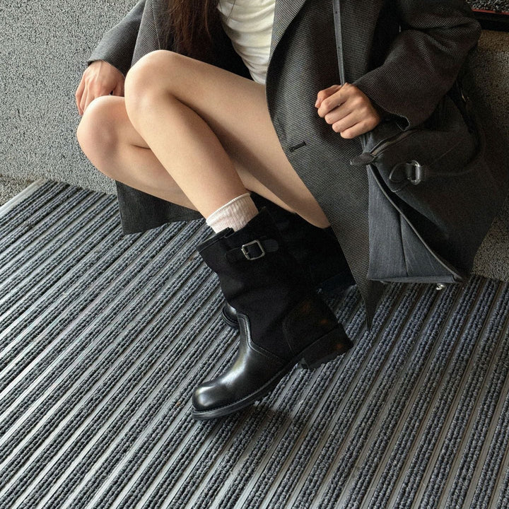Vintage Two-Tone Mid-Calf Boots