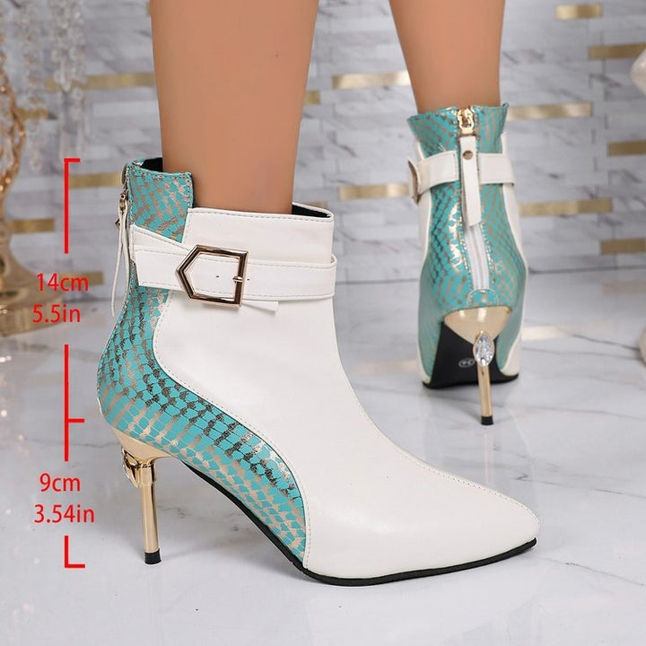 Two-Tone Stiletto Ankle Boots
