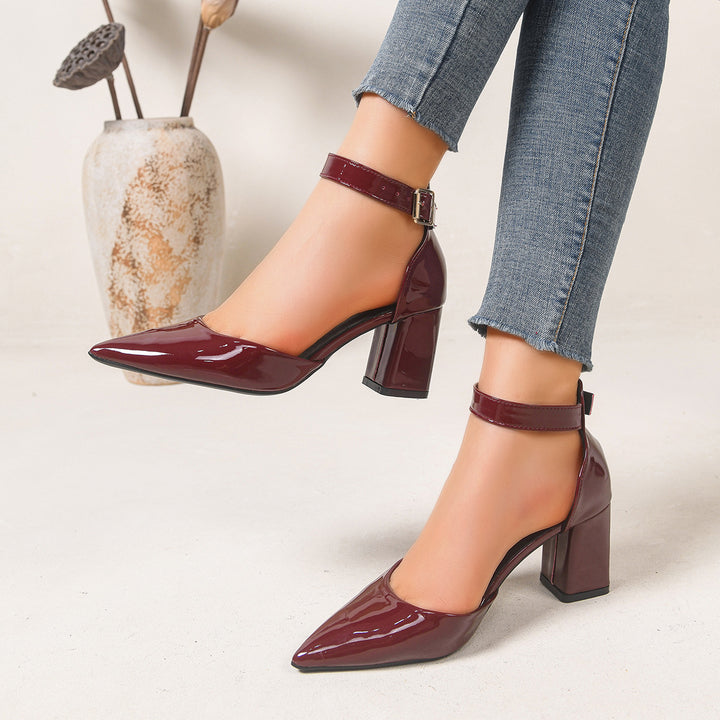 Pointed Toe Block Heel Pumps