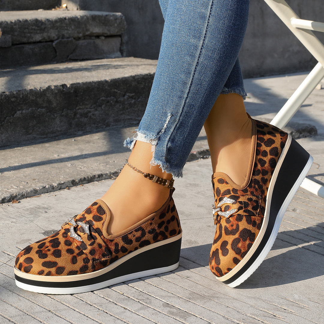 Leopard Print Wedge Loafers
