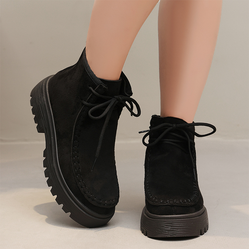 Vintage Suede Lace-Up Ankle Boots