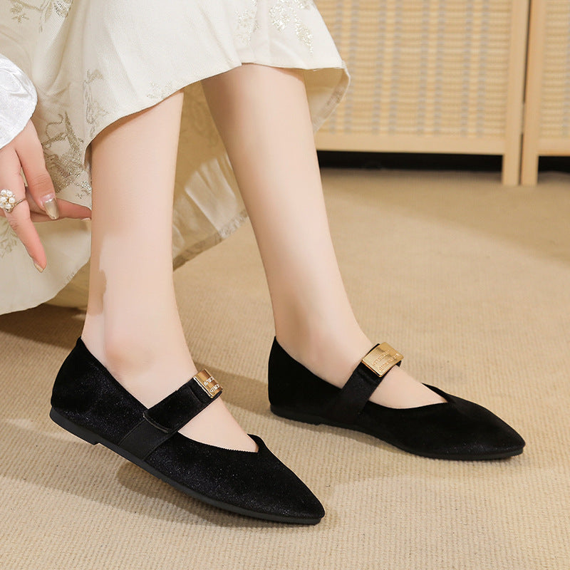 Purple Velvet Mary Jane Flats