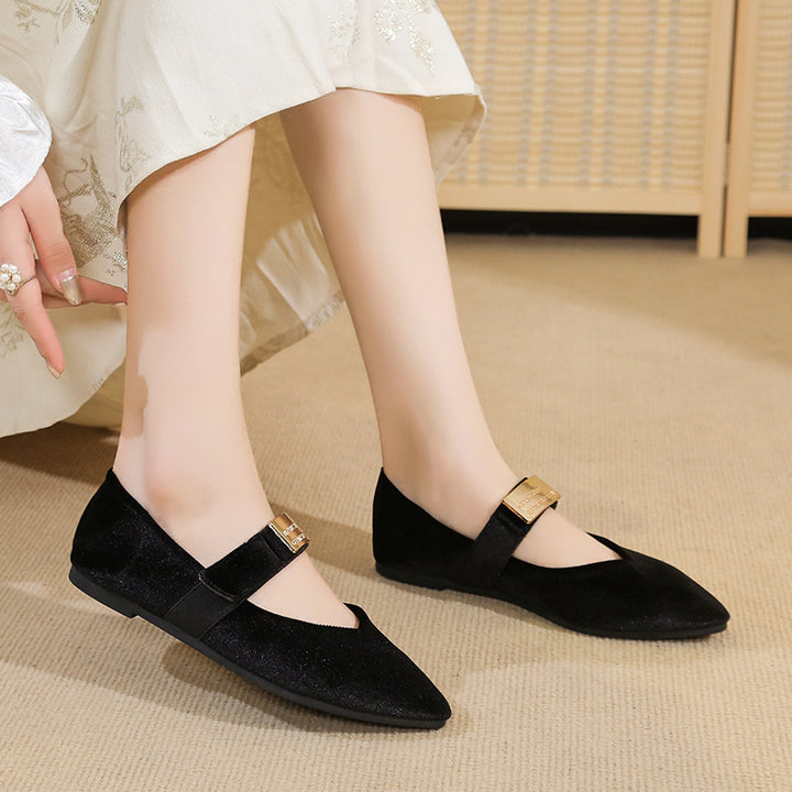 Purple Velvet Mary Jane Flats
