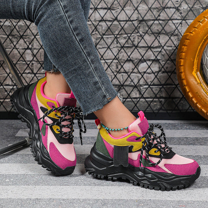 Colorblock Lace-Up Walking Sneakers