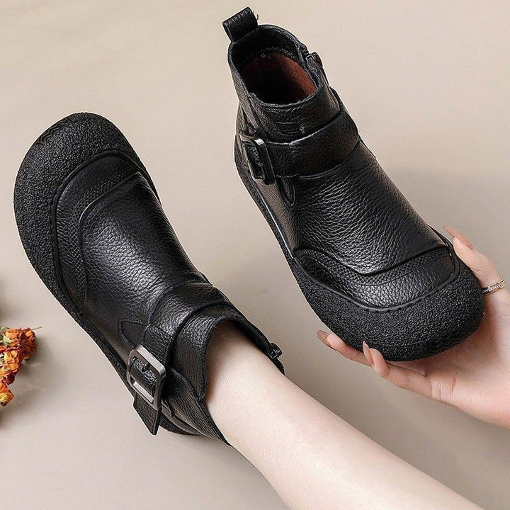 Retro Buckle Comfort Ankle Boots
