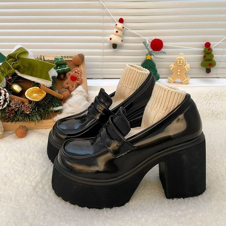 Chunky Platform Heel Loafers