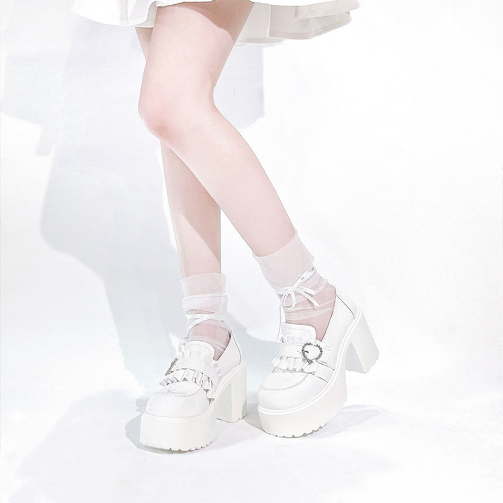 Rhinestone Buckle Platform Loafers