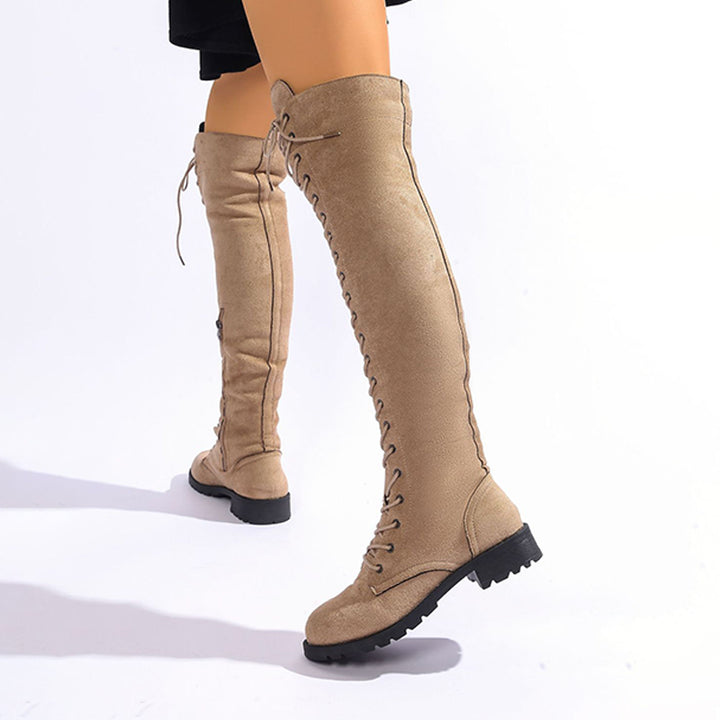 Lace-Up Over-the-Knee Combat Boots