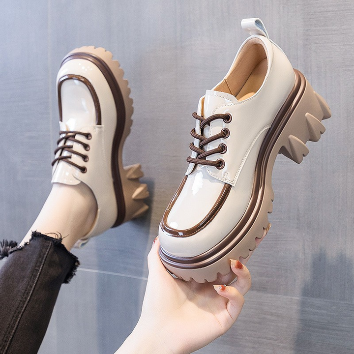 Patent Platform Lace-Up Loafers