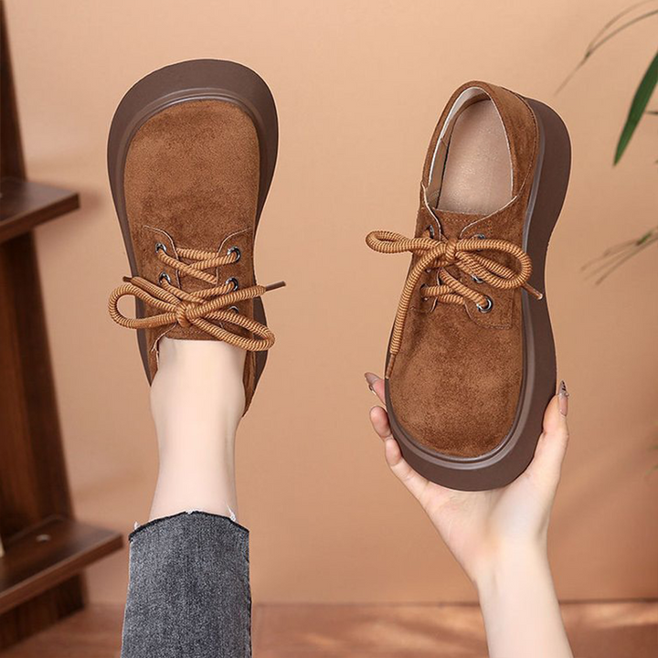 Suede Lace-Up Platform Loafers