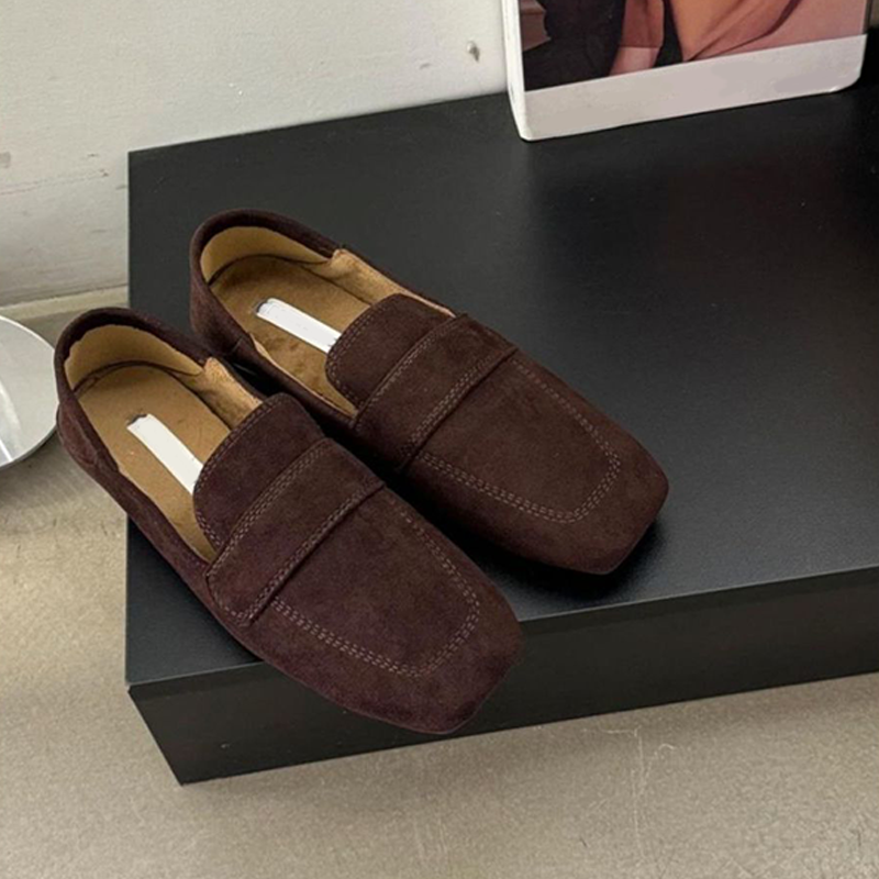 Soft Suede Square Toe Loafers