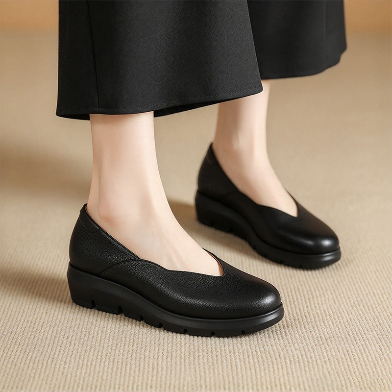 Metallic Platform Slip-On Walking Shoes