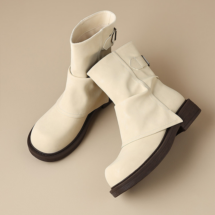 Slouchy Mid-Calf Flat Boots