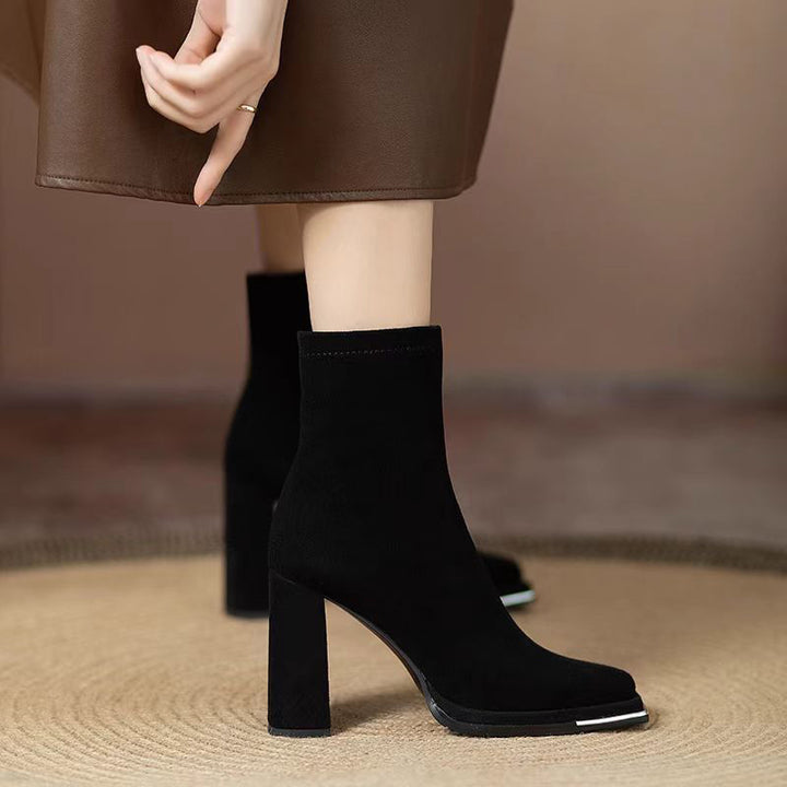 Glossy Patent Block Heel Ankle Boots