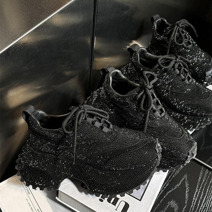 Crystal Rhinestone Chunky Platform Sneakers