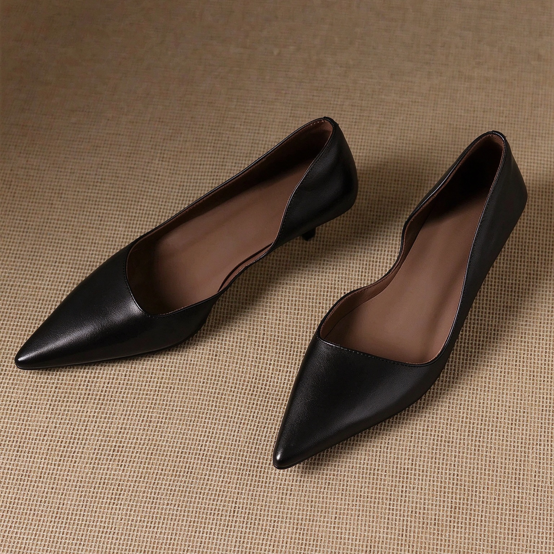 Mauve Pointed Toe Kitten Heel Pumps
