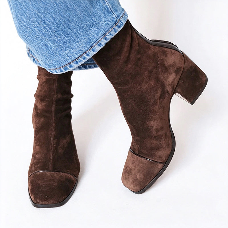 Leopard Print Block Heel Ankle Boots