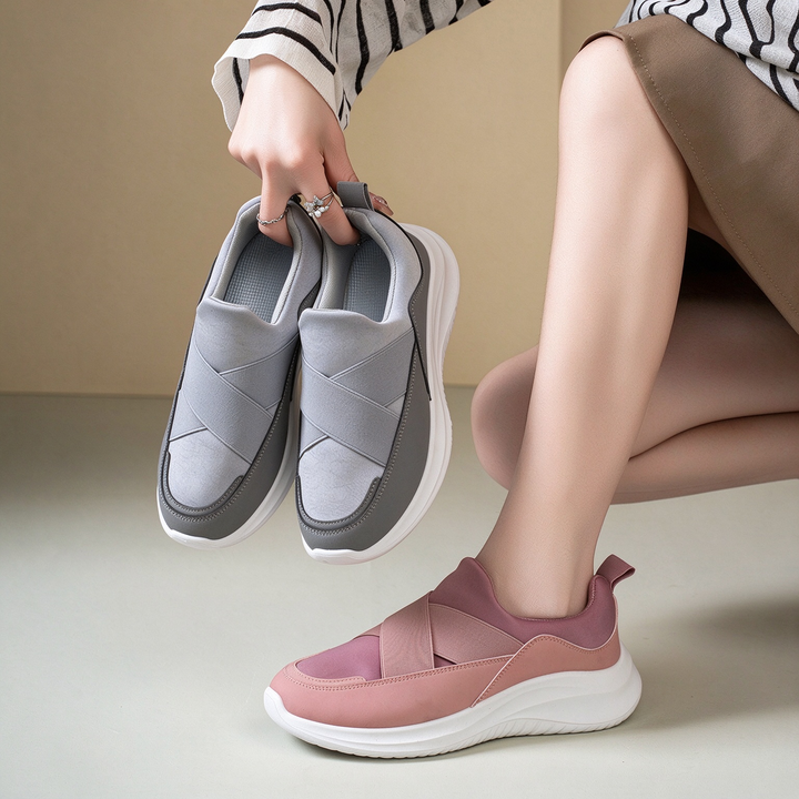 Comfortable Cross Strap Slip-On Walking Sneakers