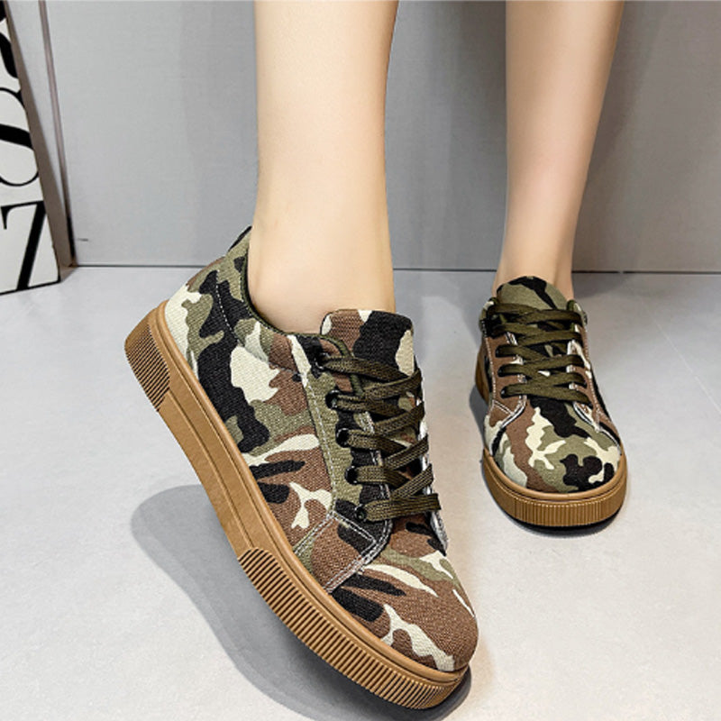 Camouflage Lace-Up Canvas Sneakers
