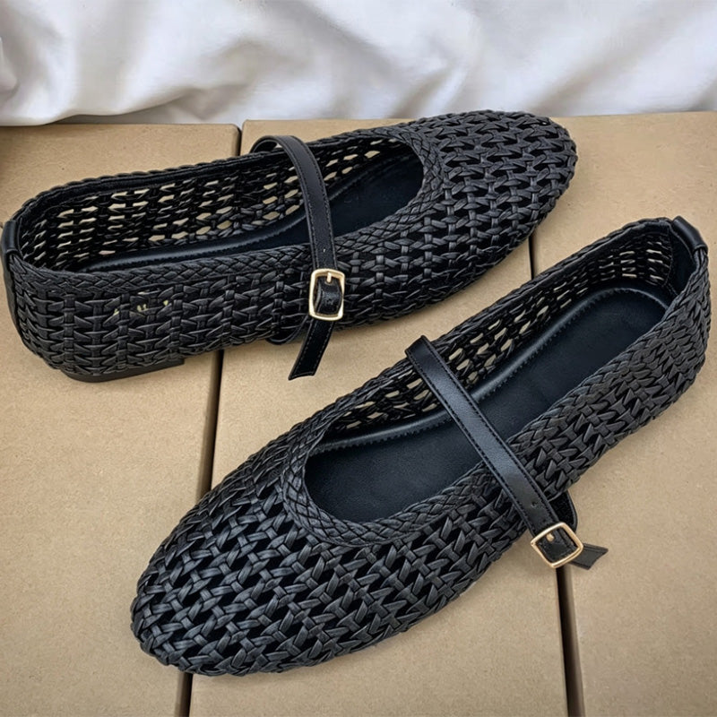 Woven Mary Jane Ballet Flats