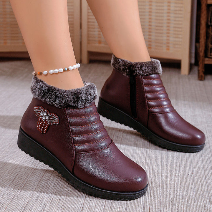 Faux Fur Lined Wedge Ankle Boots