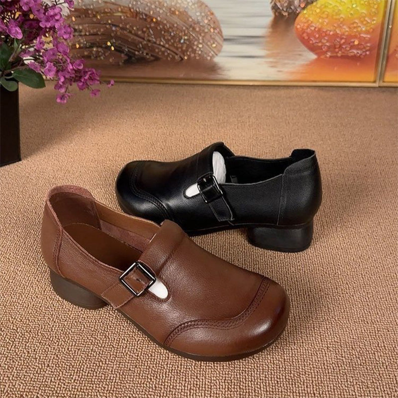 Vintage Buckle Low-Heel Pumps