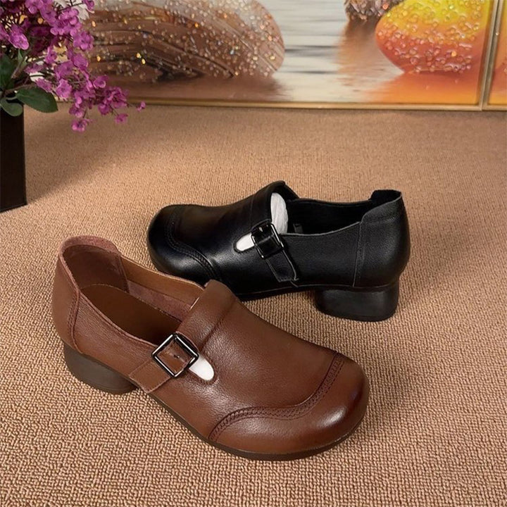 Vintage Buckle Low-Heel Pumps