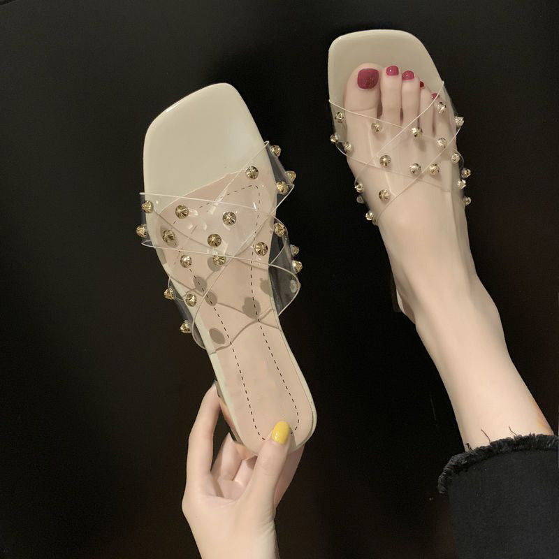 Crystal Strap Block Heel Sandals