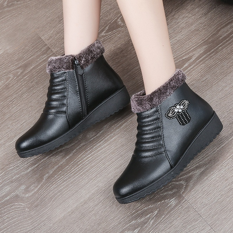 Faux Fur Lined Wedge Ankle Boots