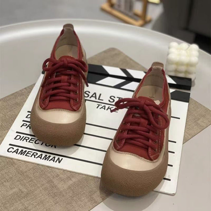 Retro Colorblock Lace-Up Platform Sneakers