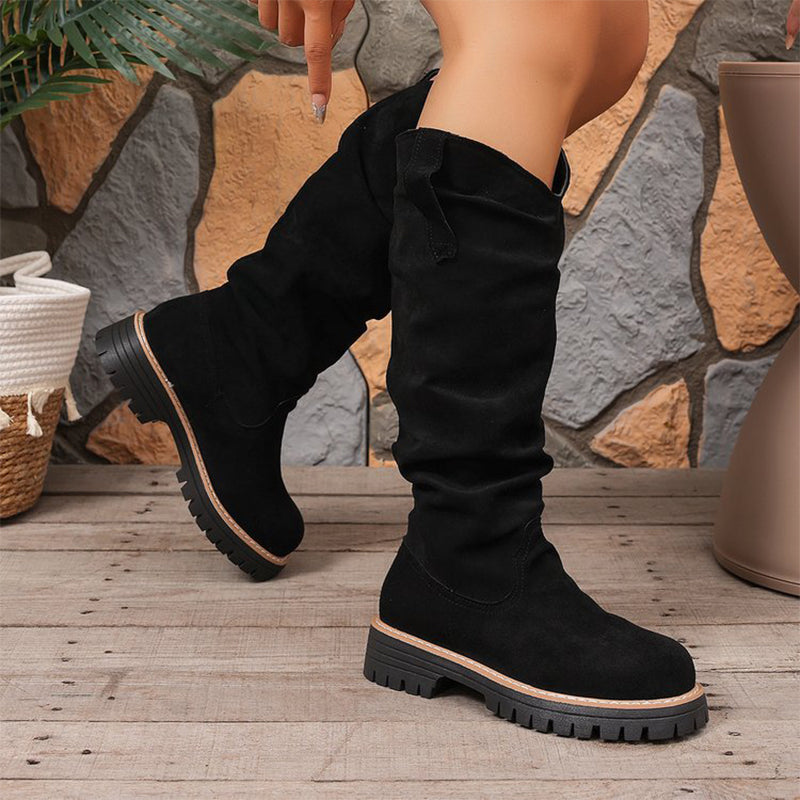 Slouchy Suede Mid-Calf Boots