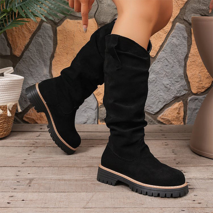 Slouchy Suede Mid-Calf Boots