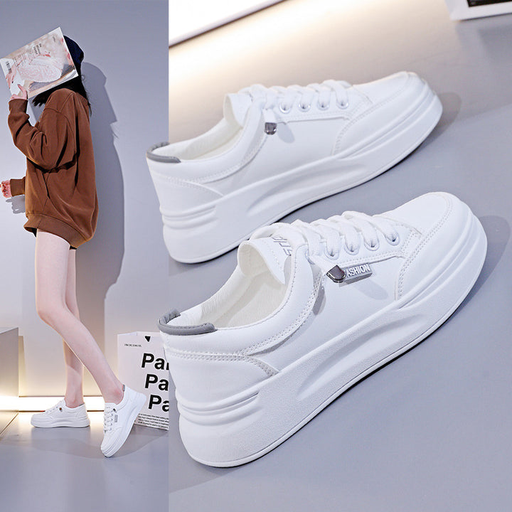 Classic White Platform Lace-Up Sneakers