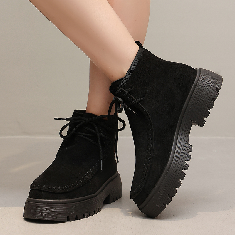 Vintage Suede Lace-Up Ankle Boots