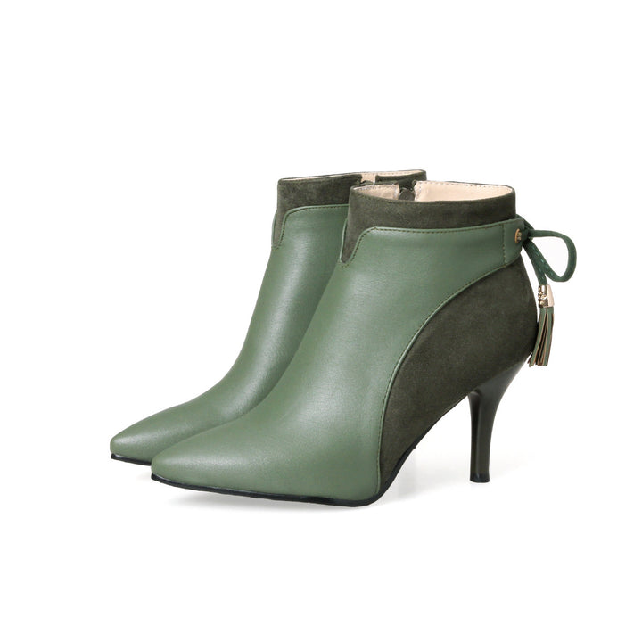 Elegant Pointed Toe Tassel Stiletto Ankle Boots