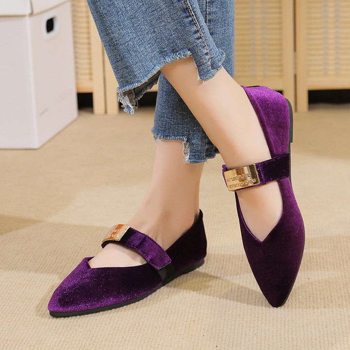 Purple Velvet Mary Jane Flats
