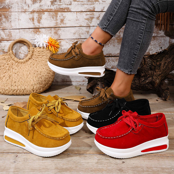 Suede Platform Lace-Up Walking Shoes
